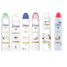 6 x 250ml Dove Women Deodorant Spray MIX Variants