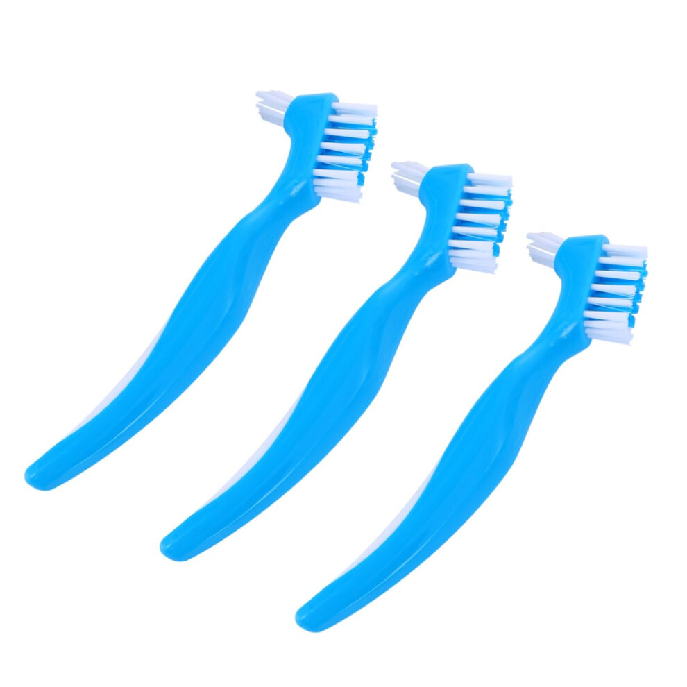 6pcs Double Sided Denture Cleaning Brush with Ergonomic Non Slip Handle for Elderly Oral Care