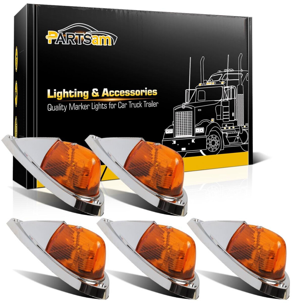 5X Truck Cab Marker Lights Clearance Lights Universal Teardrop Roof Set For Kenworth Peterbilt Amber 9070919787423