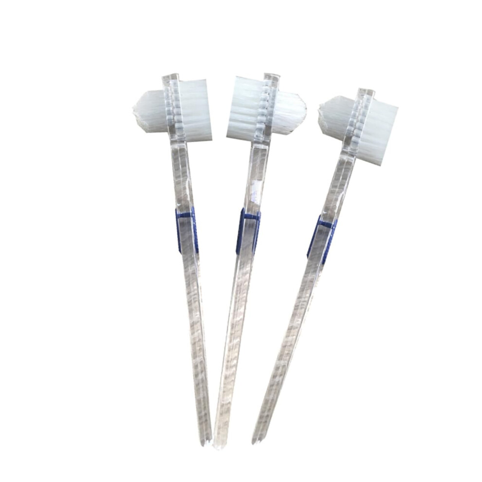 Double Headed Denture Cleaning Brush with Firm Bristles and Non Slip Rubber Handle for False Teeth