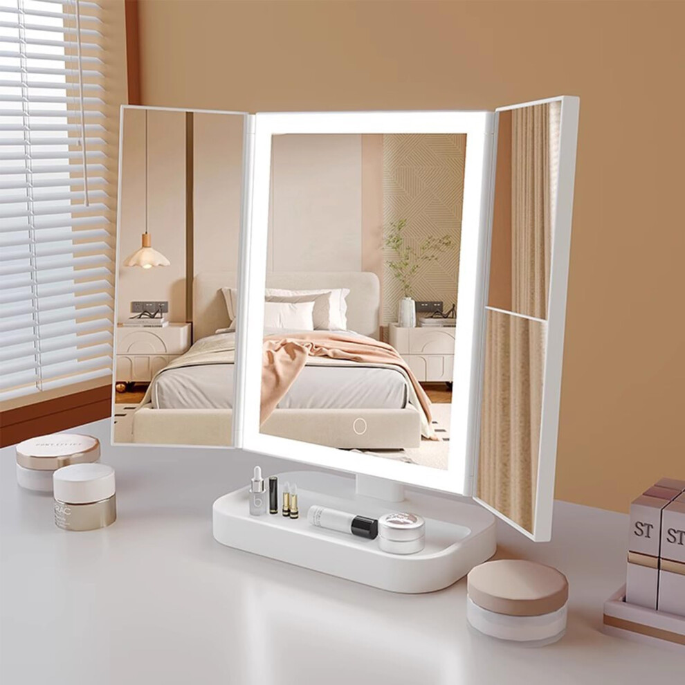 Light Led Makeup Mirror With 1X 2X 3X Magnification, Touch Control Ing, Rechargeable Typec, 3 Color Modes
