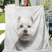 West Highland Terrier Blanket 60x80 Cute Westie Dog Print Fleece Throw for Couch Bed Gift