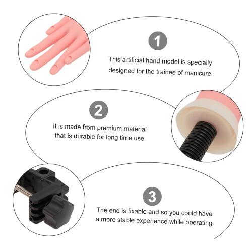Manicure Training Hand with Realistic Texture, Adjustable Hinge and Secure Mount for Nail Art Practice 2