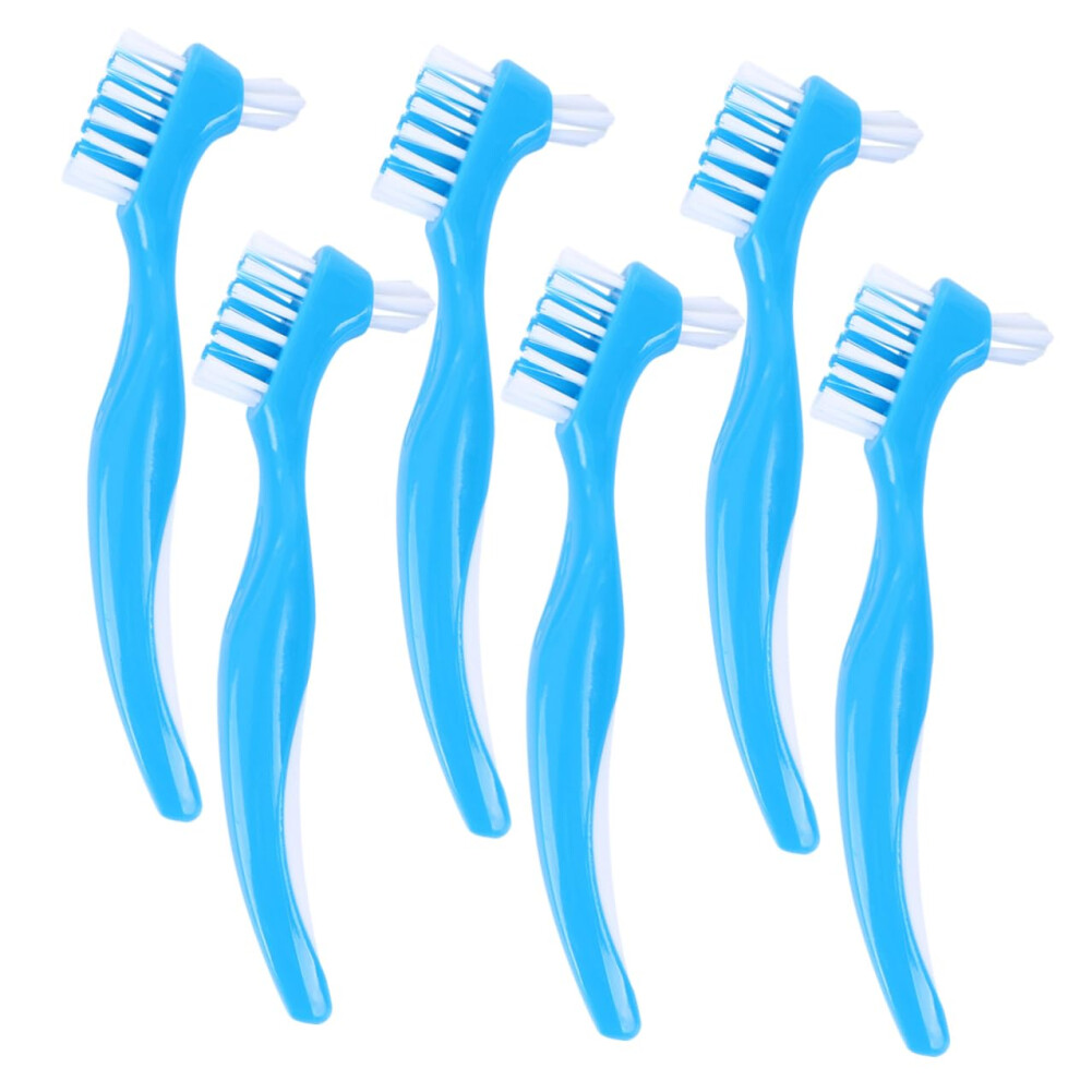 6pcs Portable Double Sided Toothbrush with Dual Head Design Non Slip Handle for Dentures and Travel