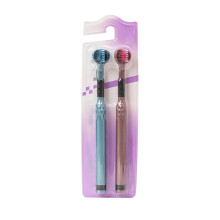 ThreeSided Toothbrush for Adults Soft Flocking Bristles Full Mouth Cleaning 2Pack Blue Pink