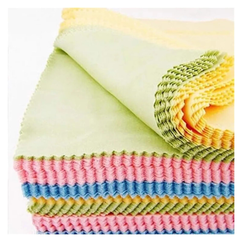 Microfiber Glasses Cleaning Cloth Set Streak Scratch MultiSurface Use 5pcs Multicolor