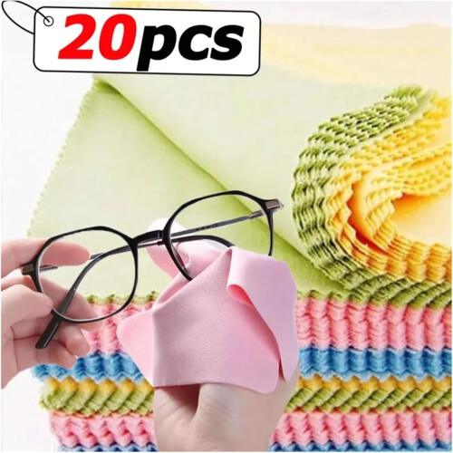 Microfiber Glasses Cleaning Cloth Set Streak Scratch MultiSurface Use 5pcs Multicolor 1