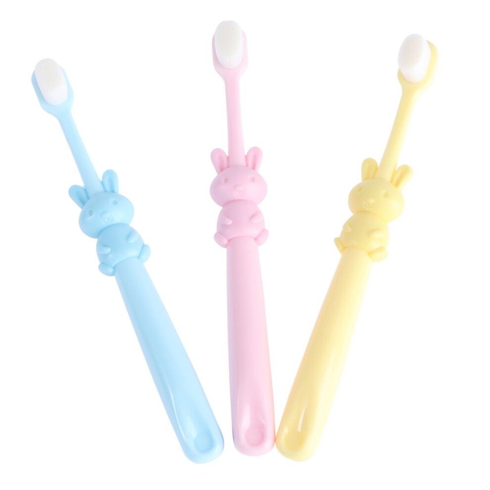 3Pcs Soft Bristle Kids Toothbrush Set, Cartoon Rabbit Design, Gentle Gum Care, Ergonomic Grip