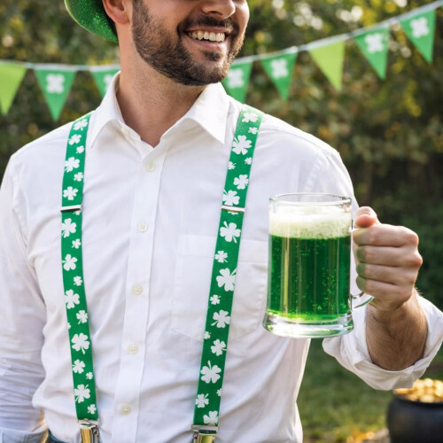 Irish Shamrock Braces Adjustable Suspenders 1