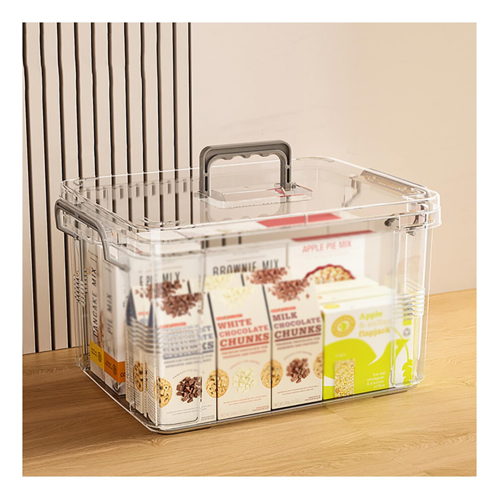 Lockable Large Medicine Storage Box with Handle, Transparent Layered Organizer for Home