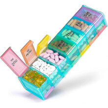 (Transparent) Extra Large Weekly Pill Organizer - 7 Day Pill Box, 14 Cells Am Pm Pill Case With Double Layer Jumbo Compartment For Pills, Vitamin