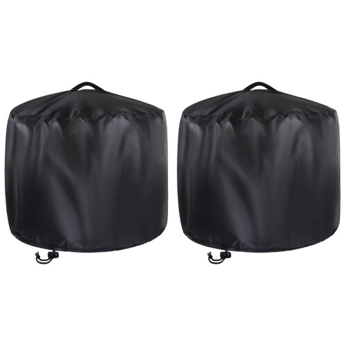 2Sets Durable Round Fire Pit Covers Black Waterproof Outdoor Protector 1