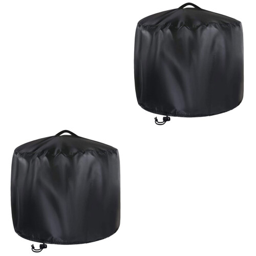 2Sets Durable Round Fire Pit Covers Black Waterproof Outdoor Protector 2