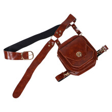 5Pcs Medieval Festival Brown Waist Belt Purse Outdoor Hip Bag