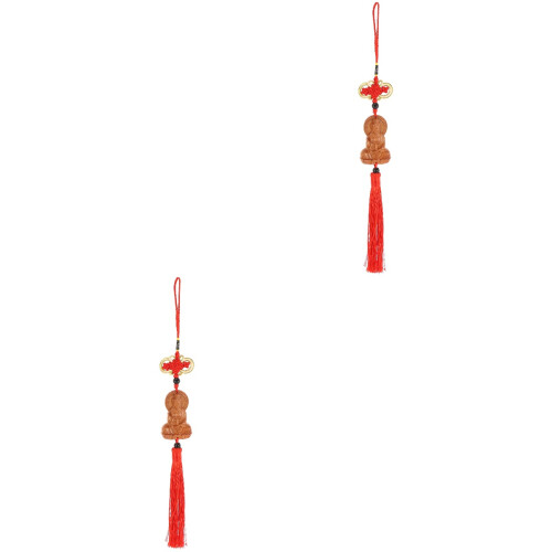 2Pièces Pendentif Bois Rouge Artisanat Raffiné 2