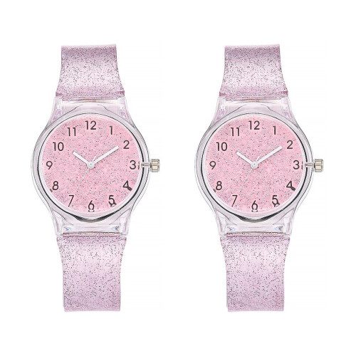 2Pièces Quartz Rose Bracelet Confortable 1