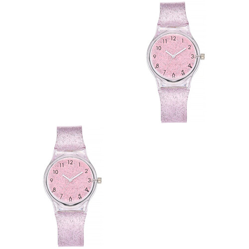 2Pièces Quartz Rose Bracelet Confortable 2