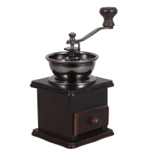 Dark Brown Hand Crank Coffee Grinder Wood Manual Mill for Home Use
