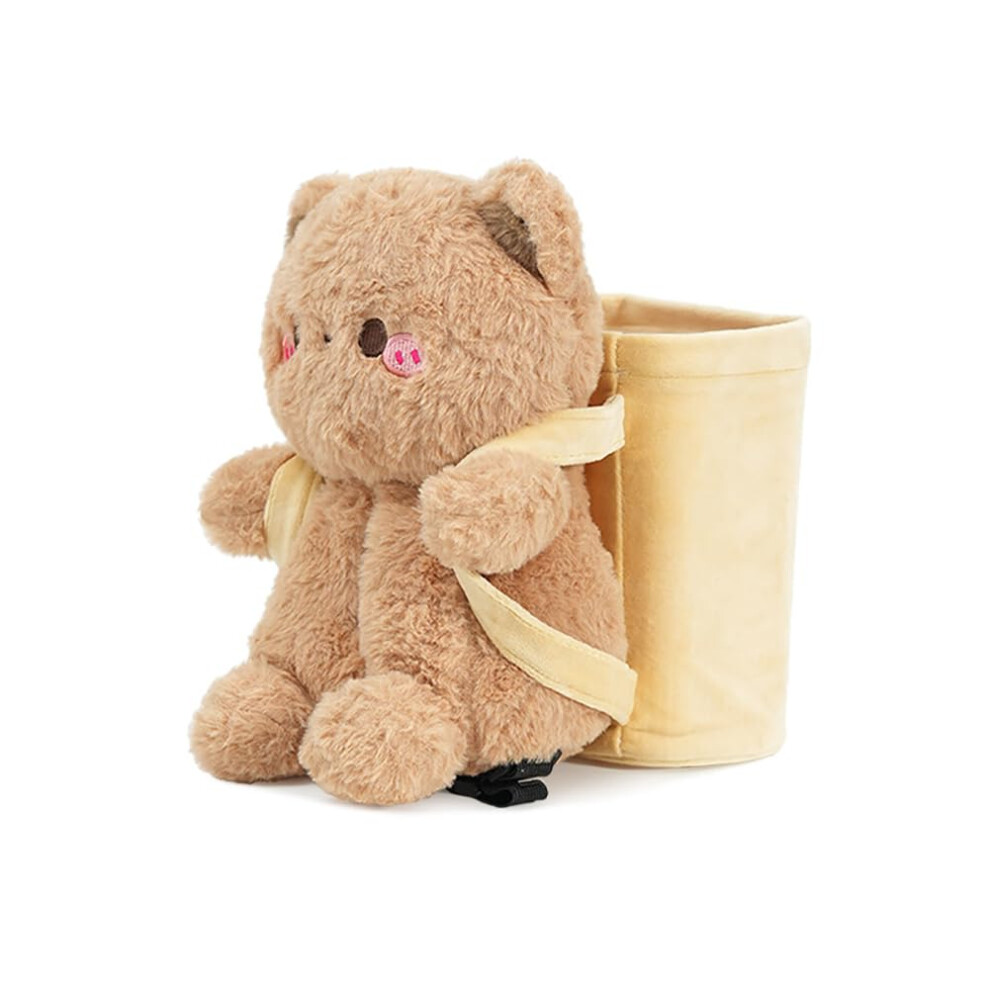 Cute Plush Car Tissue Box 2 In 1 Holder With Mini Trash Bin For Vehicle Interior Organizer 9044945218749
