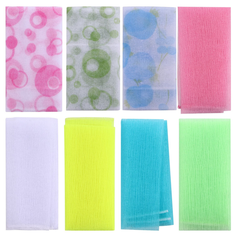 Solustre Light 8Pcs Assorted Color Loofah Bath Towels Exfoliating Body Wash Scrubber