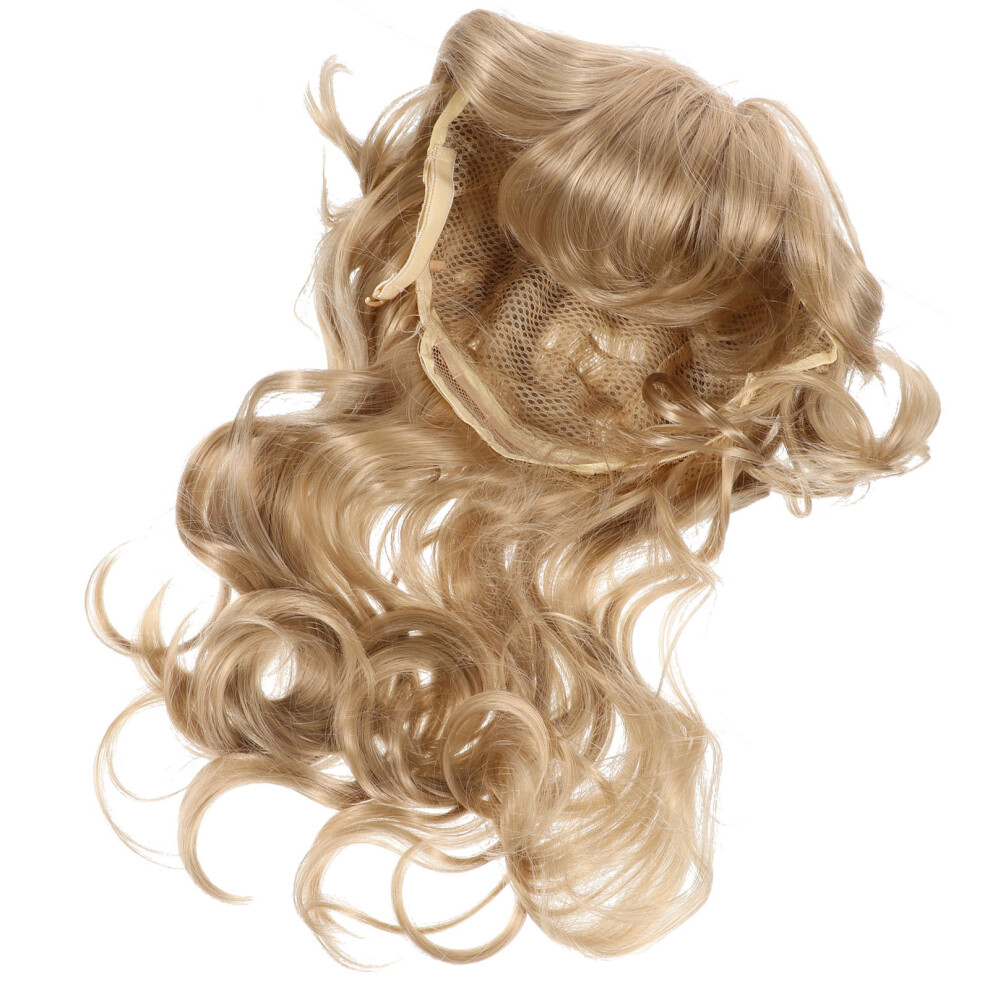Inoomp Unisex Cream Beige Long Wavy Curly Wig Human Hair Feel For Cosplay