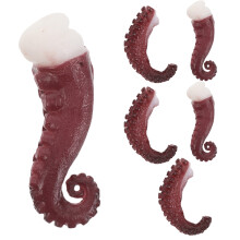 18Pcs Realistic Octopus Figurines Dark Red PVC Food Display Props