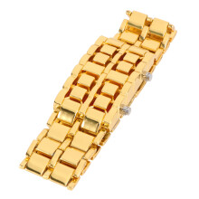 Woman Ladies Digital Wrist Watch With Red Led Golden
