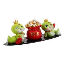 5 Sets Mini Snake Figurine Zodiac Statue Wealth Ingot Bag Car Decor