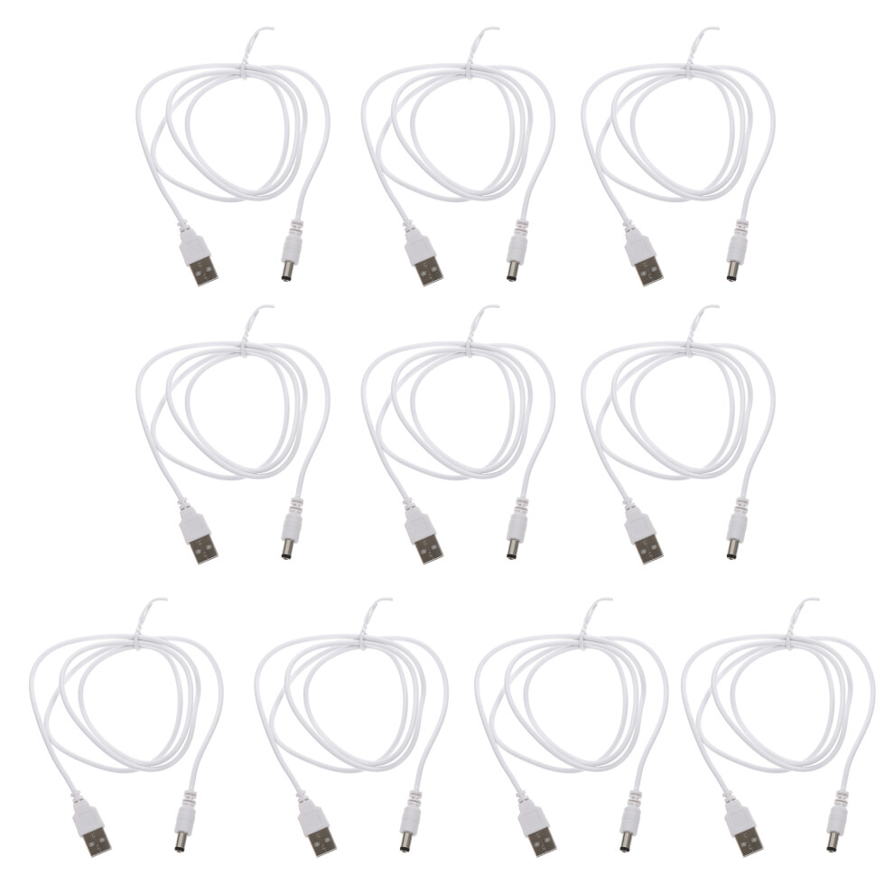 10Pcs Usb To Dc Charger Cable For Charging Electronics White 3631237079865