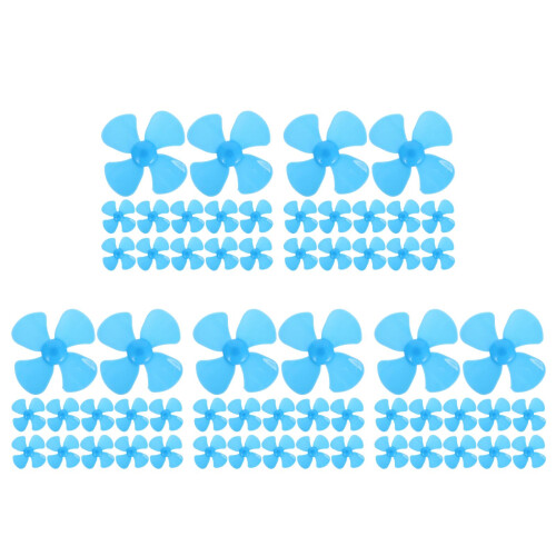 100Pcs Precision Plastic Mini Fan Blue 60Mm 4-Leaf for DIY 2