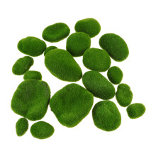 57Pcs Moss Covered Stone Green Fuzzy Balls for Mini Scene DIY