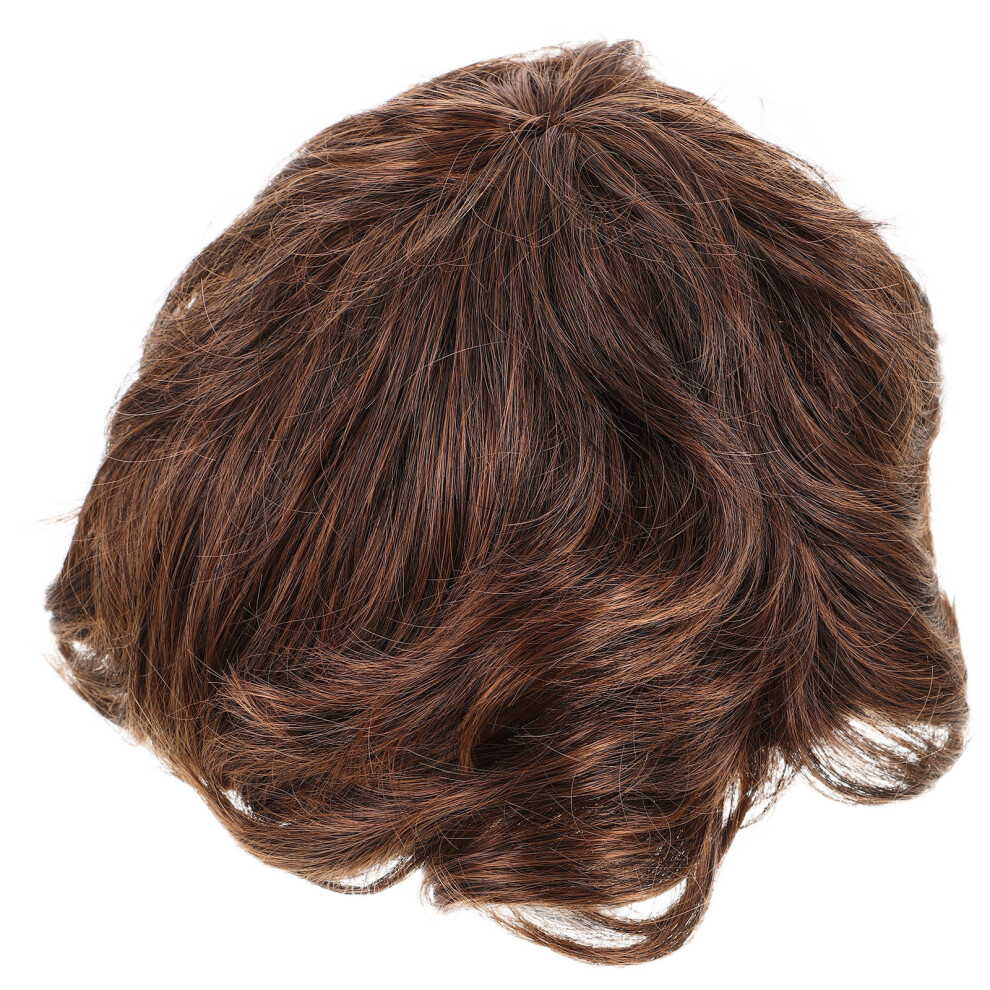 Villcase Unisex Brown 5Pcs Men's Short Wig Realistic Synthetic Hairpiece Comfortable