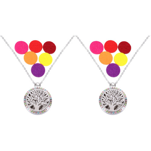 2Sets Stylish Silver Aromatherapy Diffuser Necklace with Felt Cushion 1