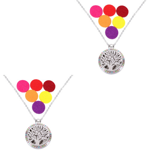 2Sets Stylish Silver Aromatherapy Diffuser Necklace with Felt Cushion 2