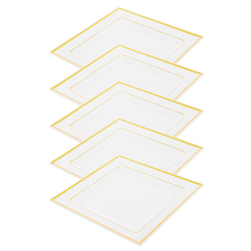 40Pcs Lightweight White Plastic Plates Stackable for Party Food