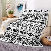 Black and White Aztec Blanket Soft Flannel Boho Throw for Couch Bed Travel Decor 40x50IN
