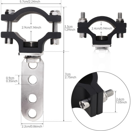 Motorcycle Light Mount 2pcs 360 Adjustable LED Light Bar Bracket for Handlebar Fork ATV UTV 1