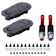Universal Flush Mount Hood Latch Kit with Locking Carbon Fiber Hood Pins for Car Racing