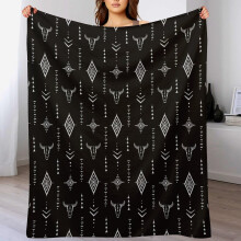 Baby Blanket Soft Microfiber Flannel Boho Aztec Print 30x40 Inches Lightweight for Travel and Gifts