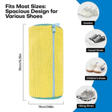 (yellow) Washer And Dryer Bags: 2 Reusable Shoe Bags, Sneakers, And Tennis Cleaning Bags, Stain-resistant Cleaning Kit (yellow, 2 Pack)