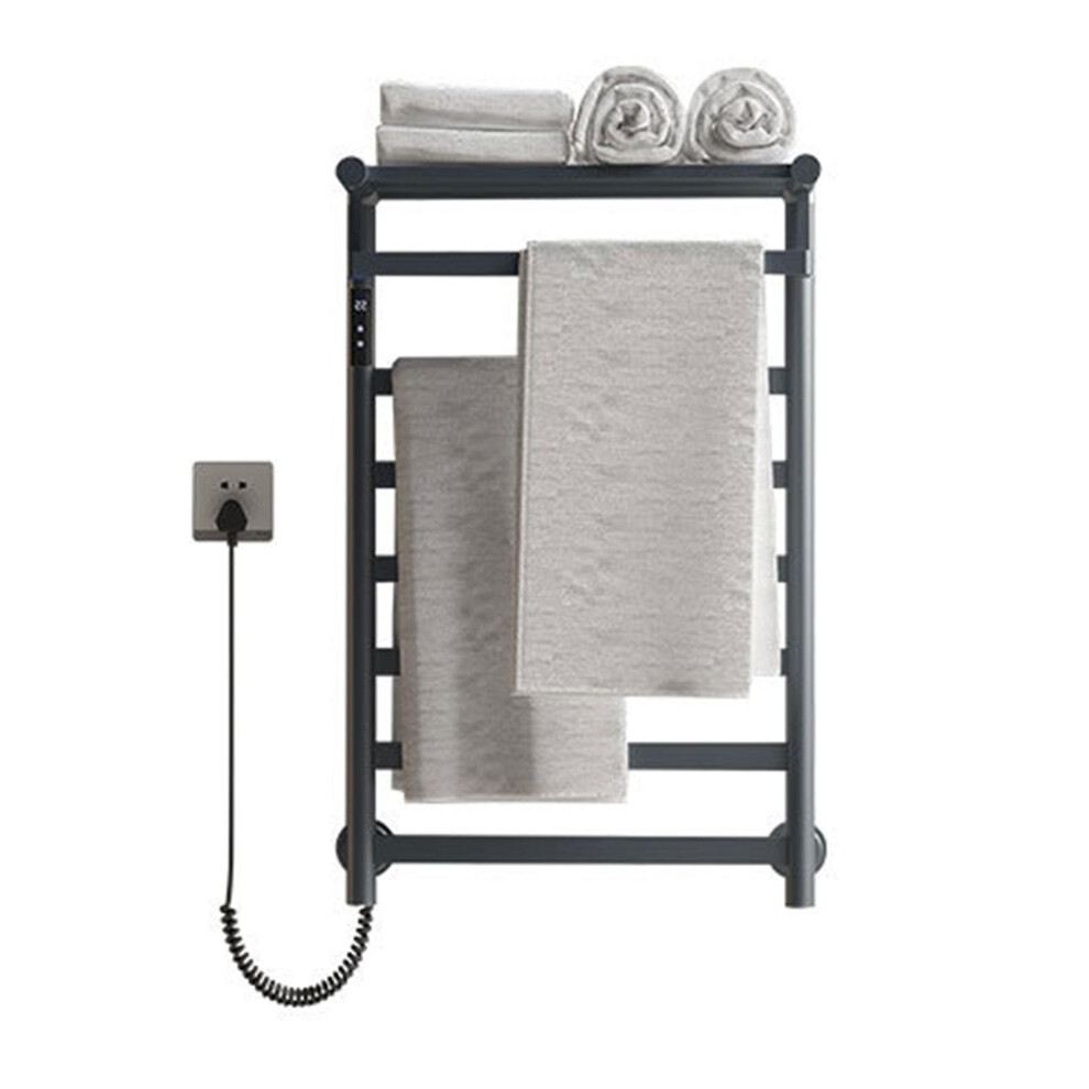 Towel Warmer Wall Mounted Stainless Steel Heated Rack With Shelf Lcd Timer Constant Temperature White 9044945219883