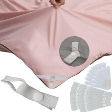 Hidden Sewn Duvet Clips Set of 16, Secure Anti‑Shift Comforter Fasteners for Duvet Covers, White