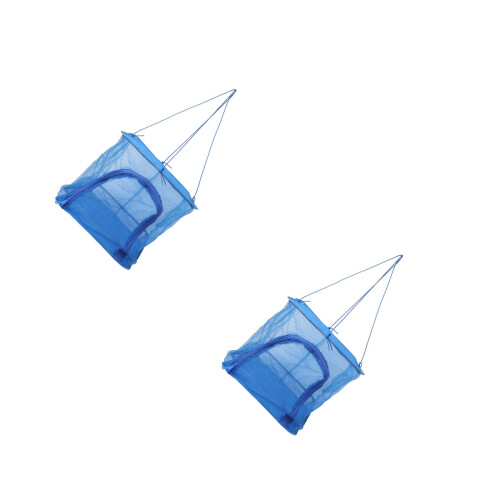 2Pcs Hanging Drying Net Mesh Rack Blue Multi-Layer with Steel Frame 2