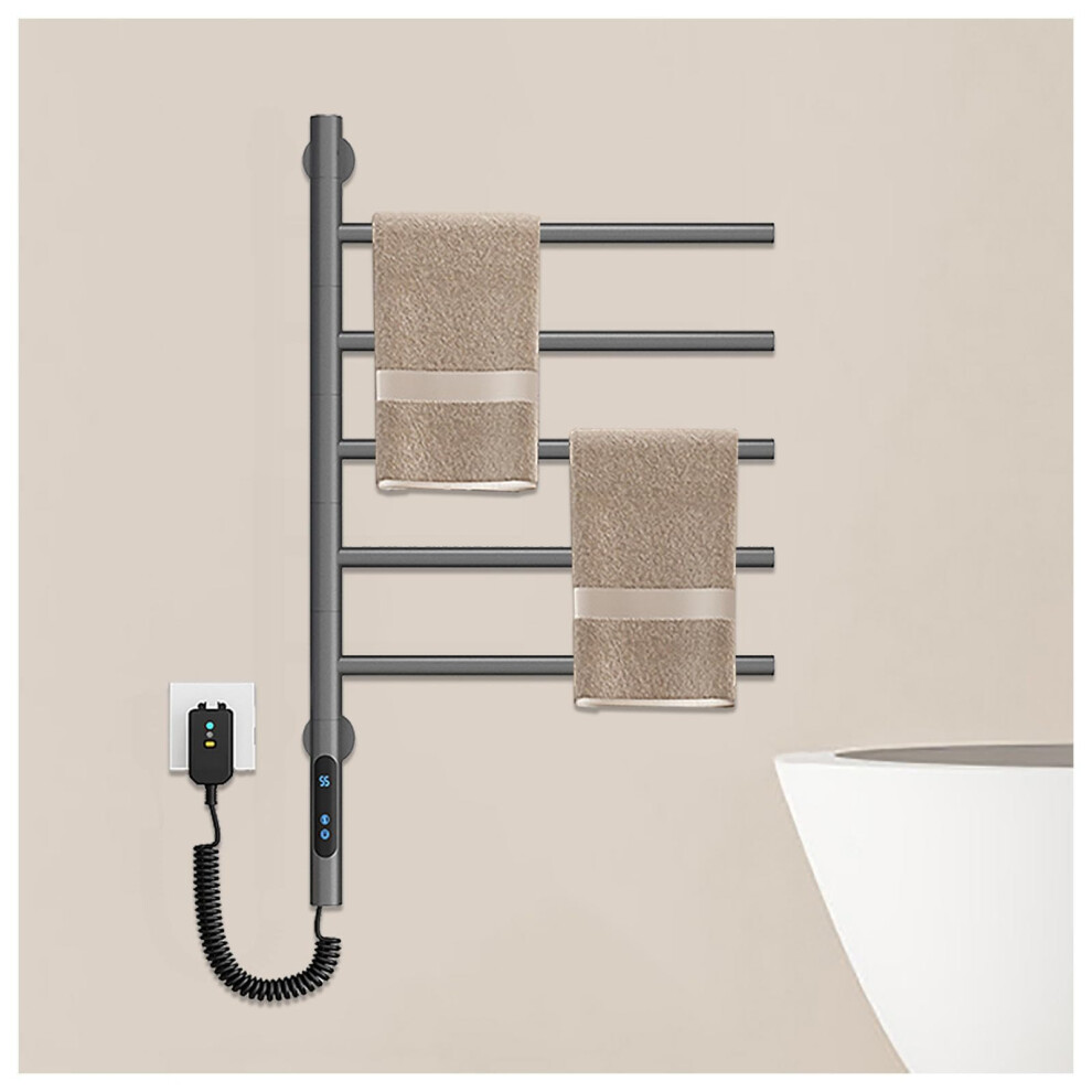 Heated Towel Rack With Led Display, Rotatable 180 Electric Warmer For Bathroom, Timer, White 9099447349576