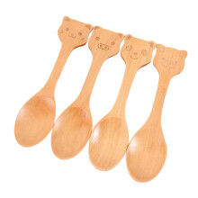 4Stk Beige Kinder Holzlöffel Aus Nanmu, Mini - Und Kaffeespoon
