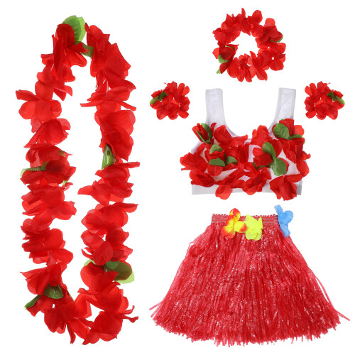 18Pièces Ensemble Jupe Hawaïenne Fleurs Bracelet