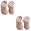 2Paires Bébé Antidérapantes Coton Rose, 6