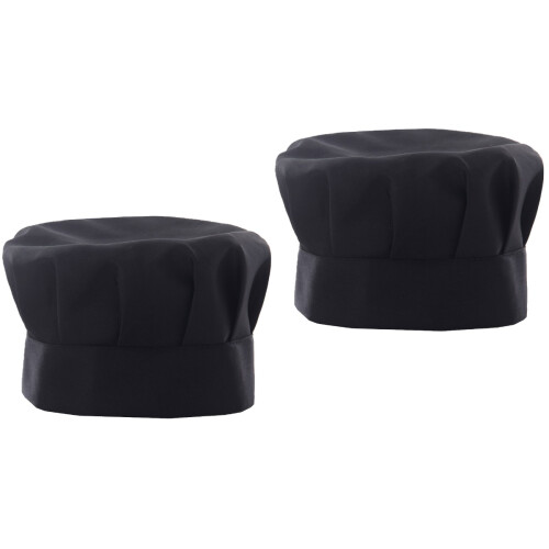 2Pcs Black Chef Hat Mushroom Style Adjustable for Kitchen Use 2