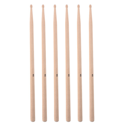 6Pairs Wood Tip Drumsticks 5A for Kids Drum Set Versatile Beginner Use