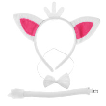 5Sets Cute White Fox Ears Tail Headband Polyester Animal Costume Set